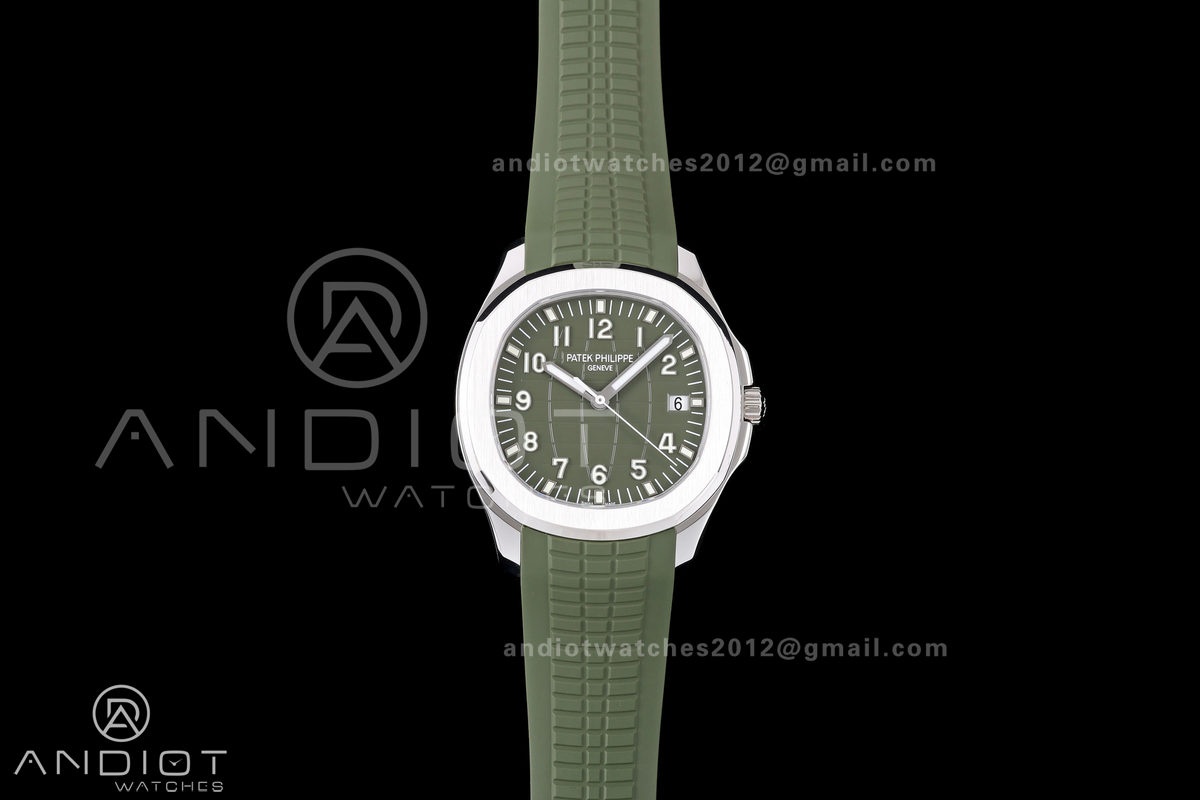 Aquanaut 5168G 42mm SS DDF 1:1 Best Edition Green Dial on Green Rubber Strap DPB330 Super Clone (Weighted)